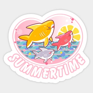 Summertime fun with kawaii sharks. Sticker